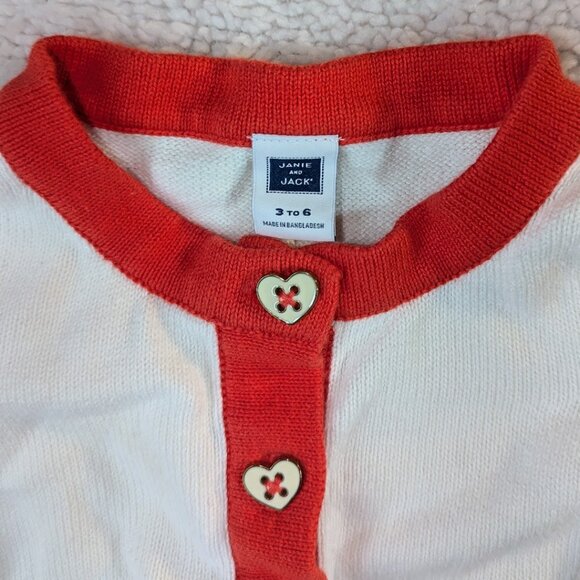 Janie & Jack Infant Girl's 3-6 Month Ivory & Red Knit Sweater With Bow on Back - Picture 2 of 5
